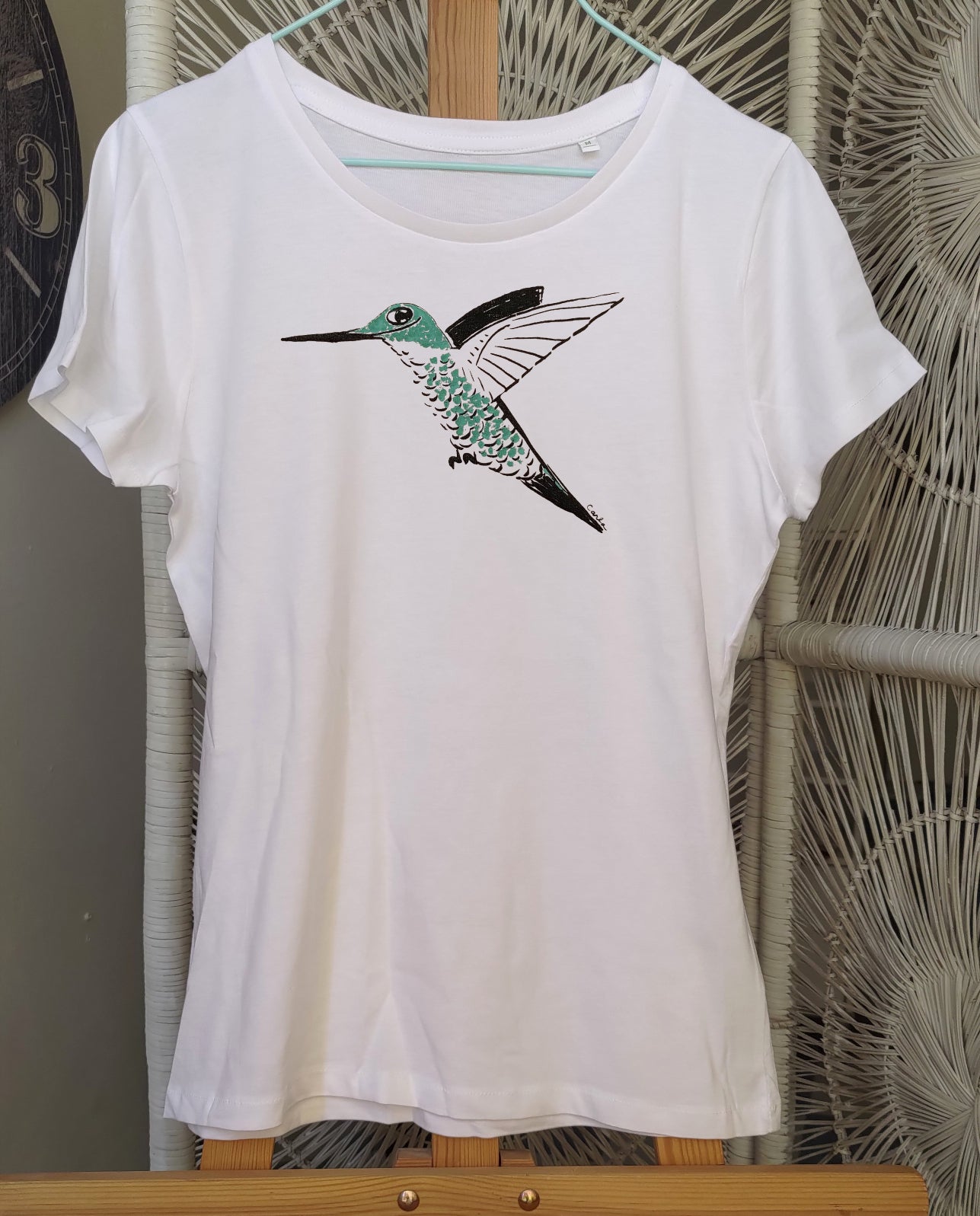 Handmade hand painted Hummingbird t-shirt Studio Carla Ventresca