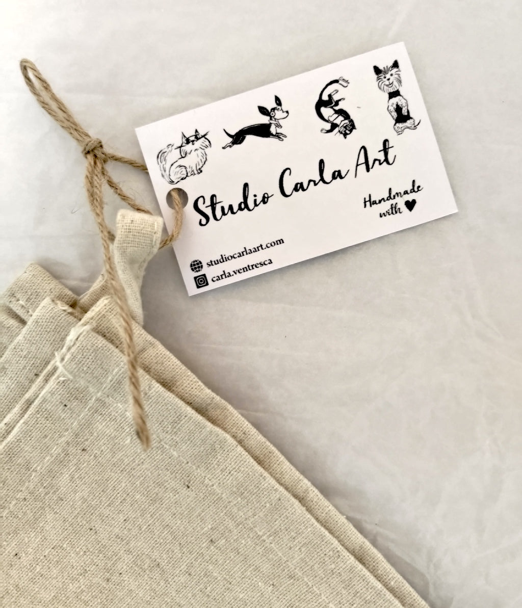 Handmade Think Pawsitive Kitty on Cotton Tea Towel
