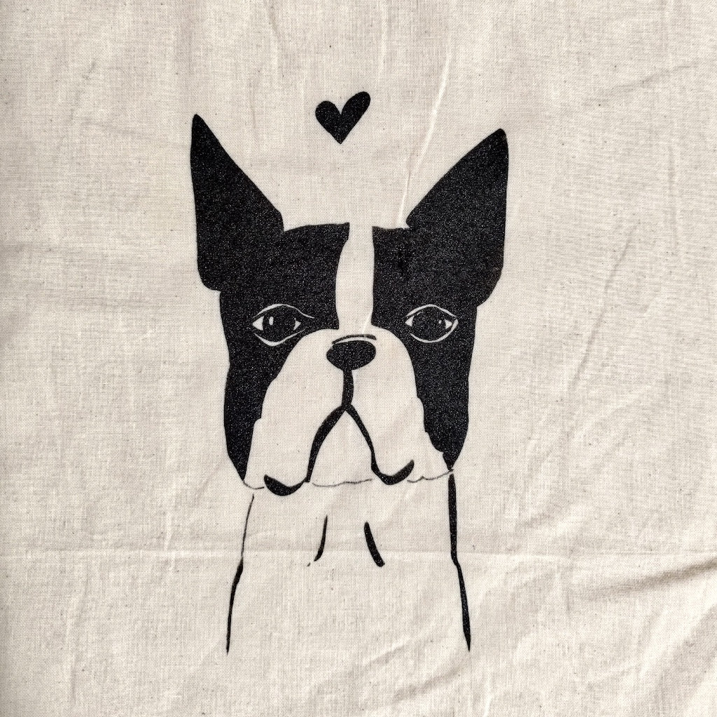 Handmade Boston Terrier tote bag by Carla Ventresca Studio Carla Art