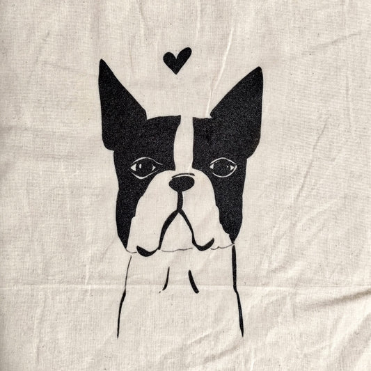 Handmade Boston Terrier tote bag by Carla Ventresca Studio Carla Art