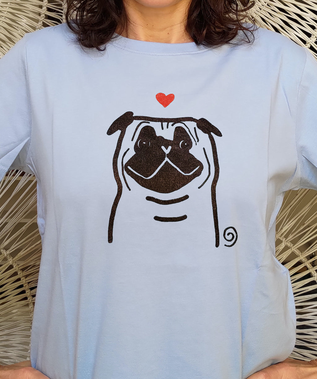 Pug love dog t-shirt handmade Studio Carla Ventresca Miller Art