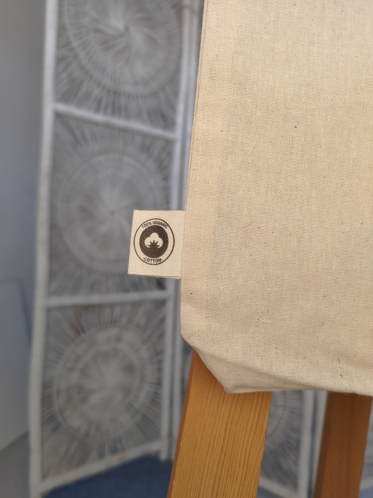 Handmade Tuxedo Kitty on organic cotton tote bag