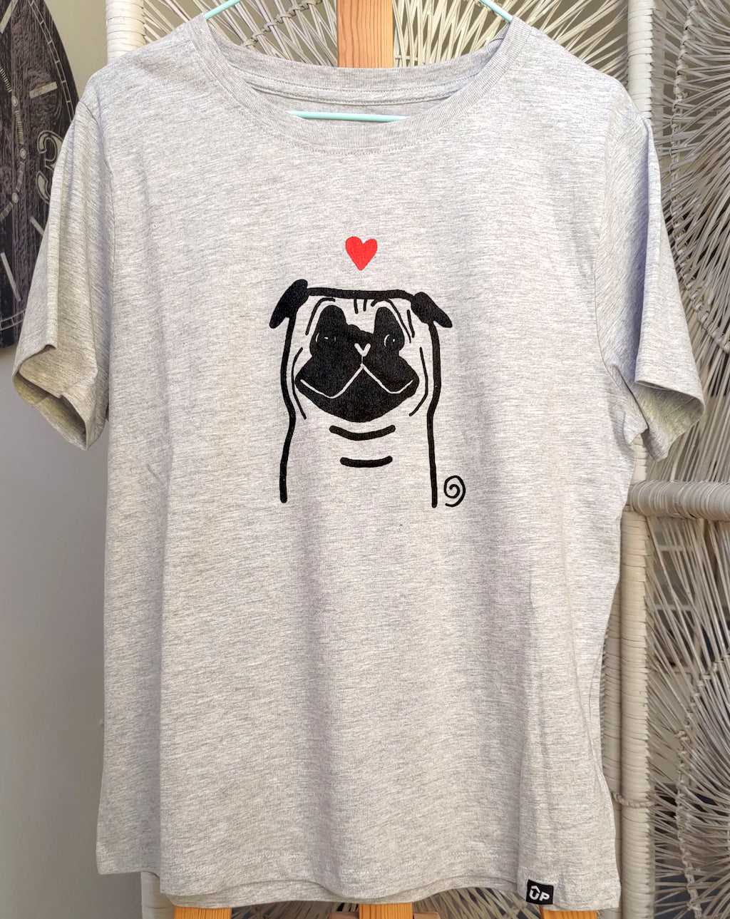Pug dog t-shirt handmade Studio Carla Ventresca Miller Art