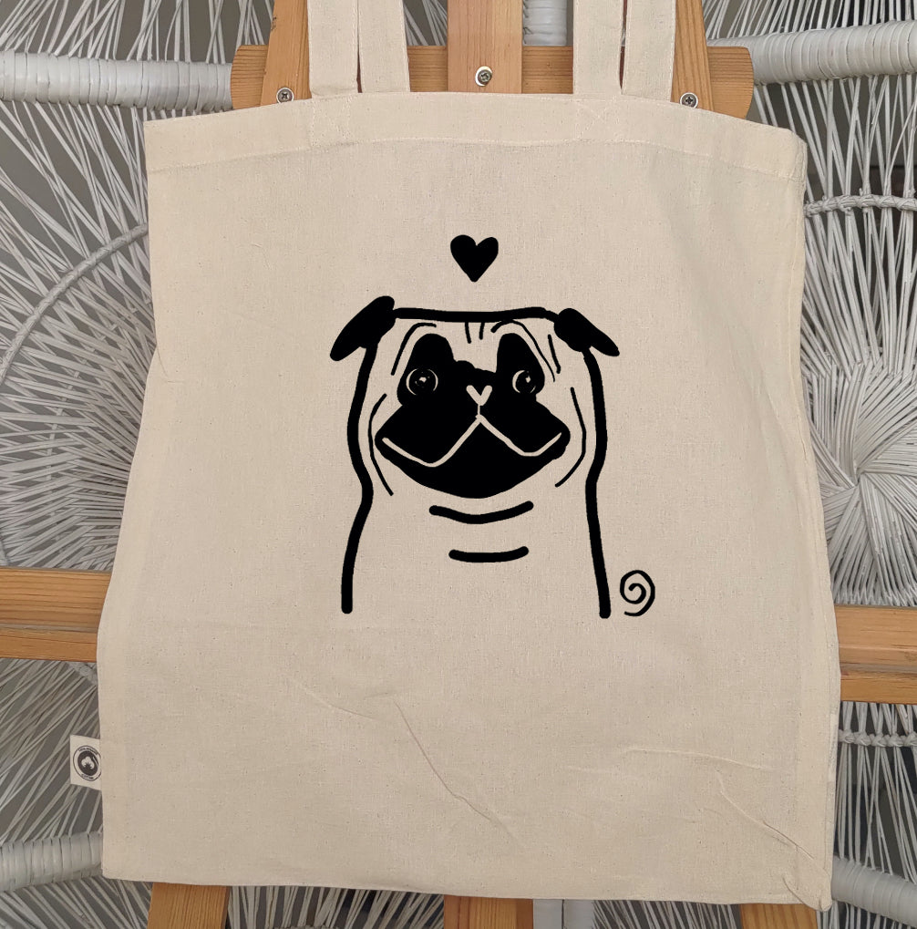 Pug love dog lover tote bag handmade by Carla Ventresca