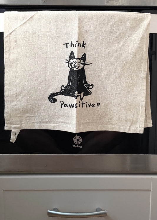 Think Pawsitive Black and White Tuxedo Kitty Meditating by Studio Carla Ventresca Miller Art