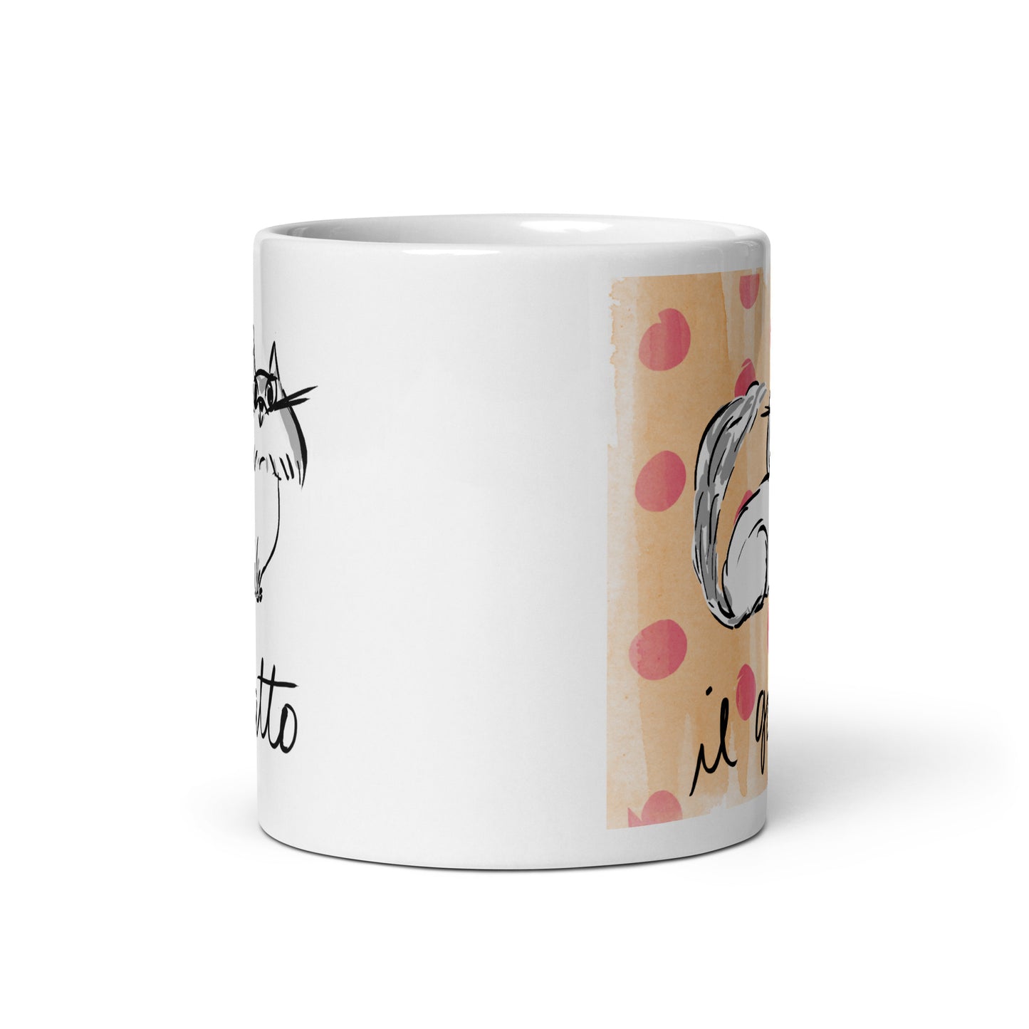 Il Gatto The Cat in Italian White glossy mug