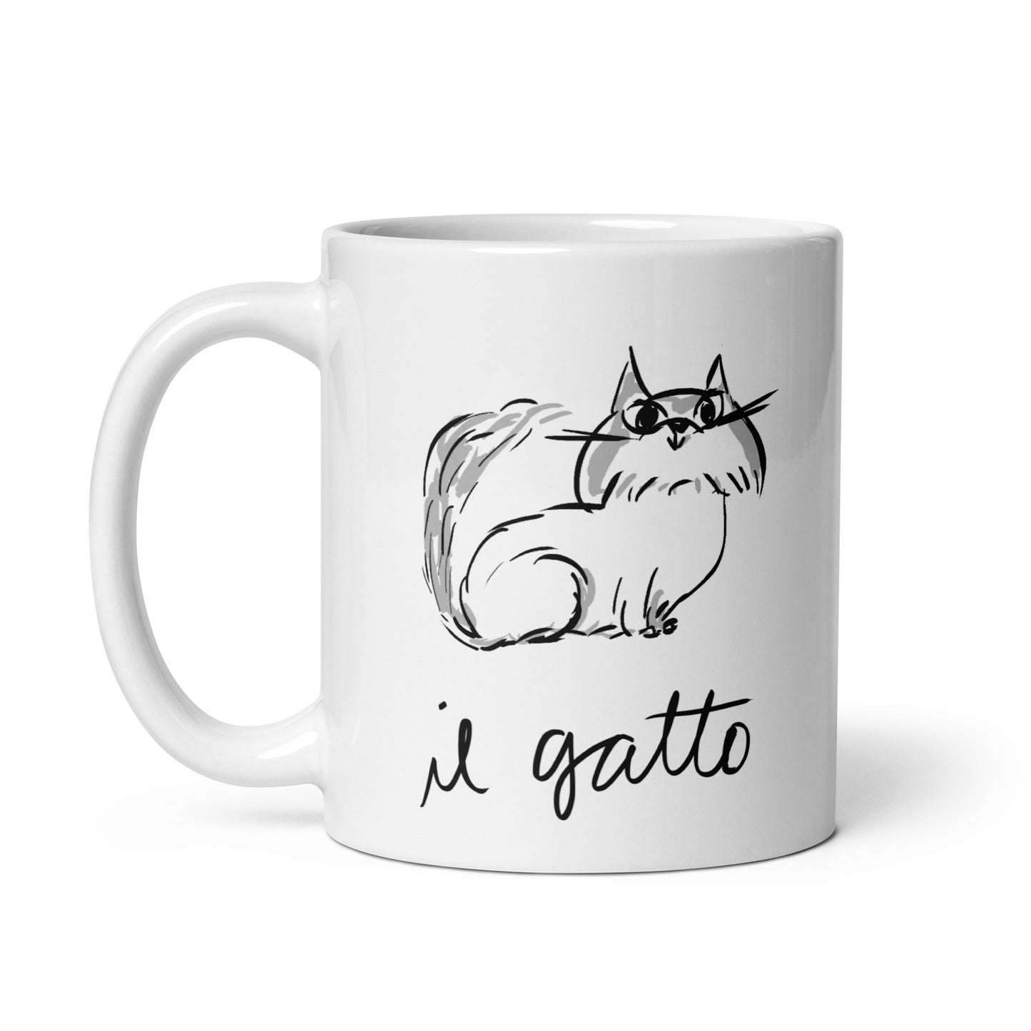 Il Gatto The Cat in Italian White glossy mug