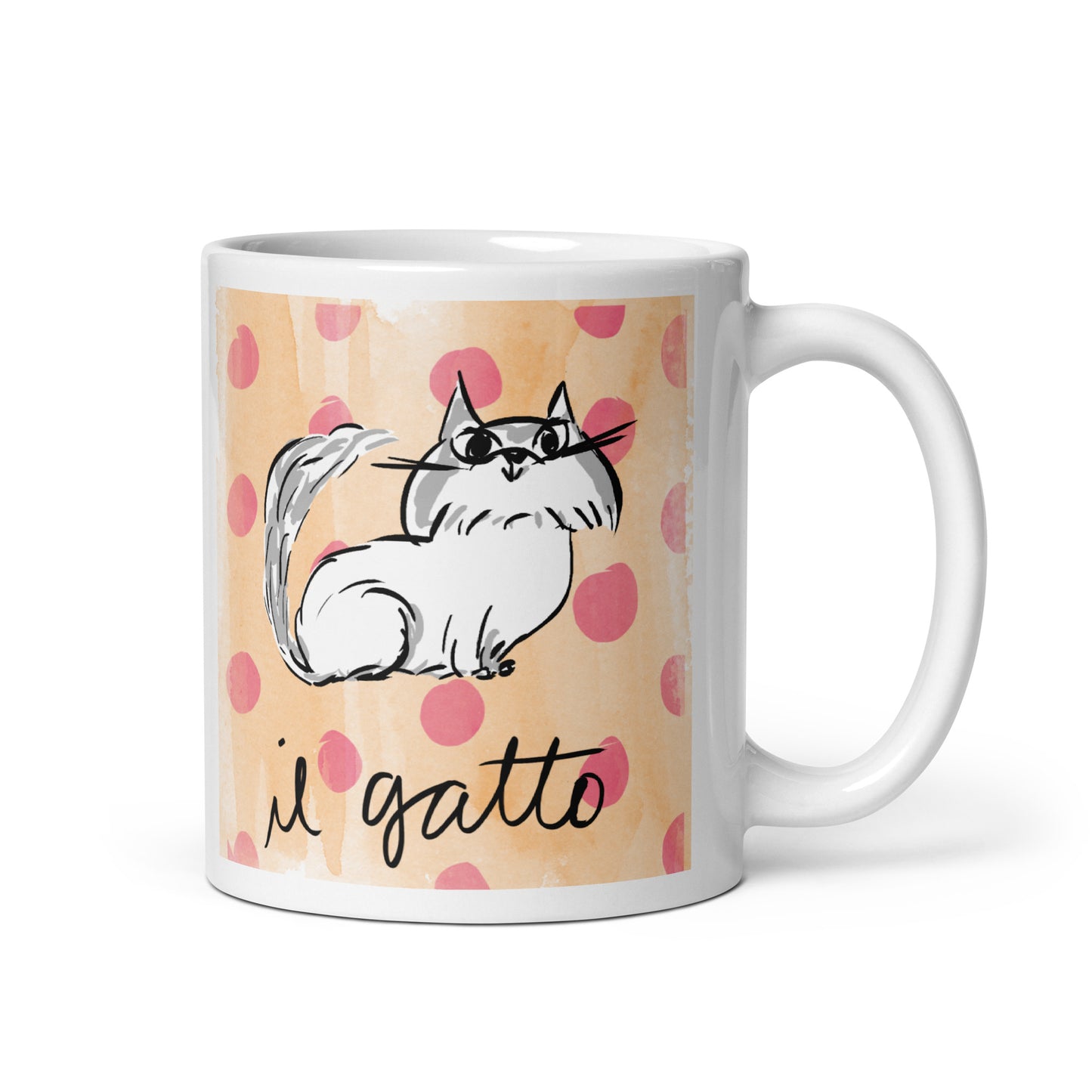 Il Gatto The Cat in Italian White glossy mug