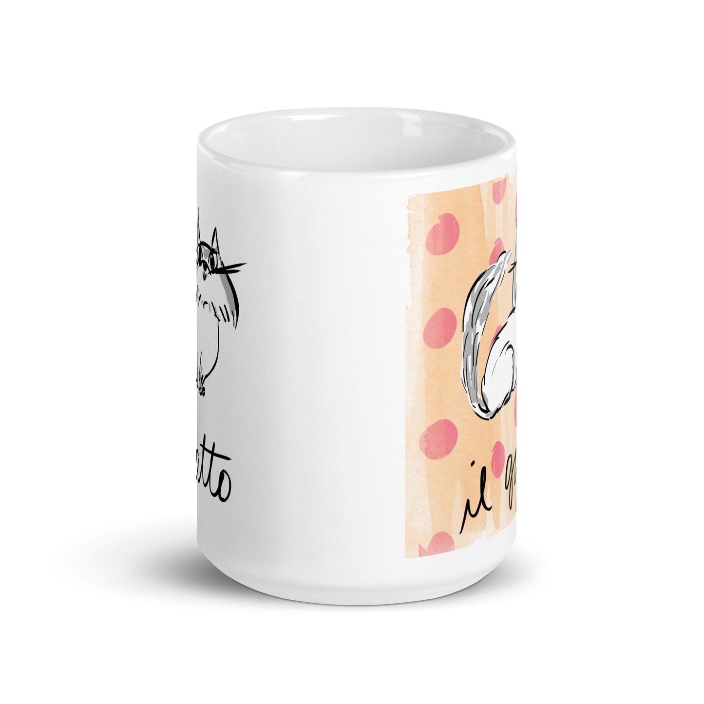 Il Gatto The Cat in Italian White glossy mug