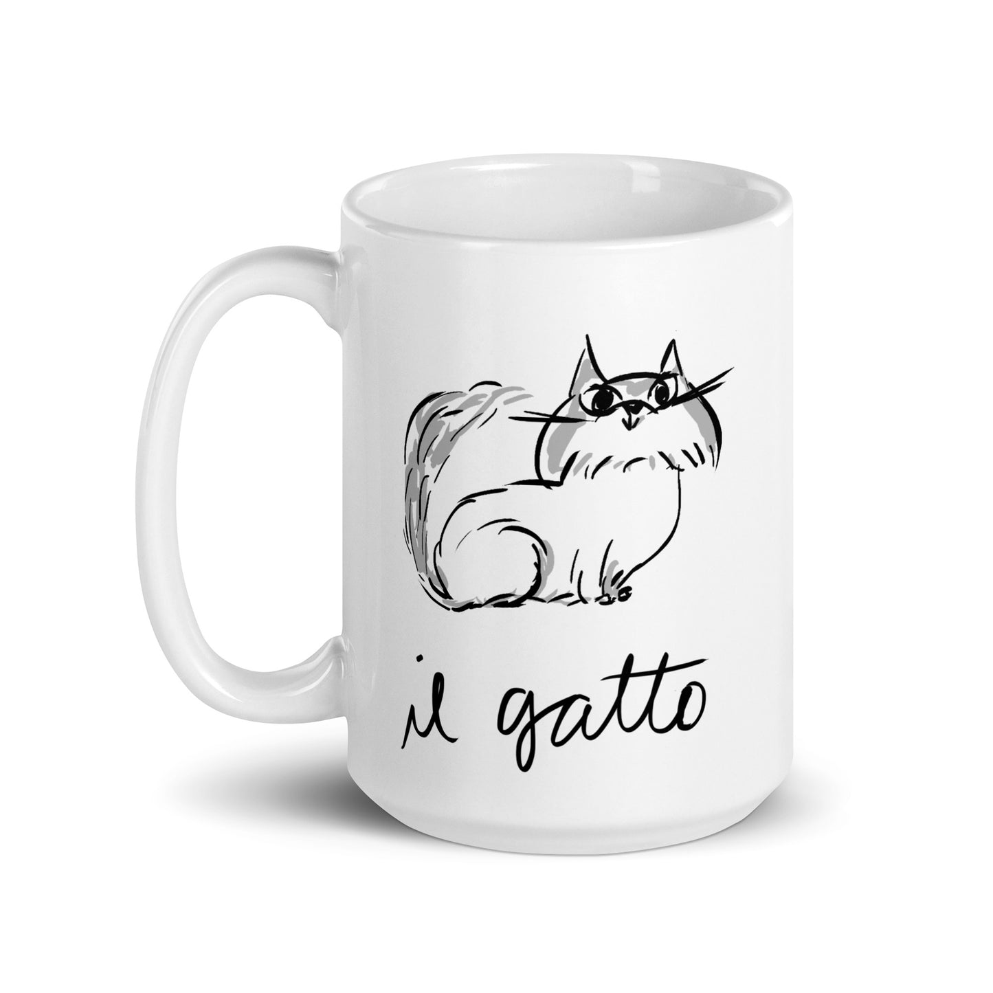 Il Gatto The Cat in Italian White glossy mug