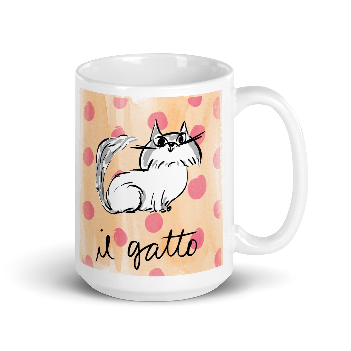 Il Gatto The Cat in Italian White glossy mug