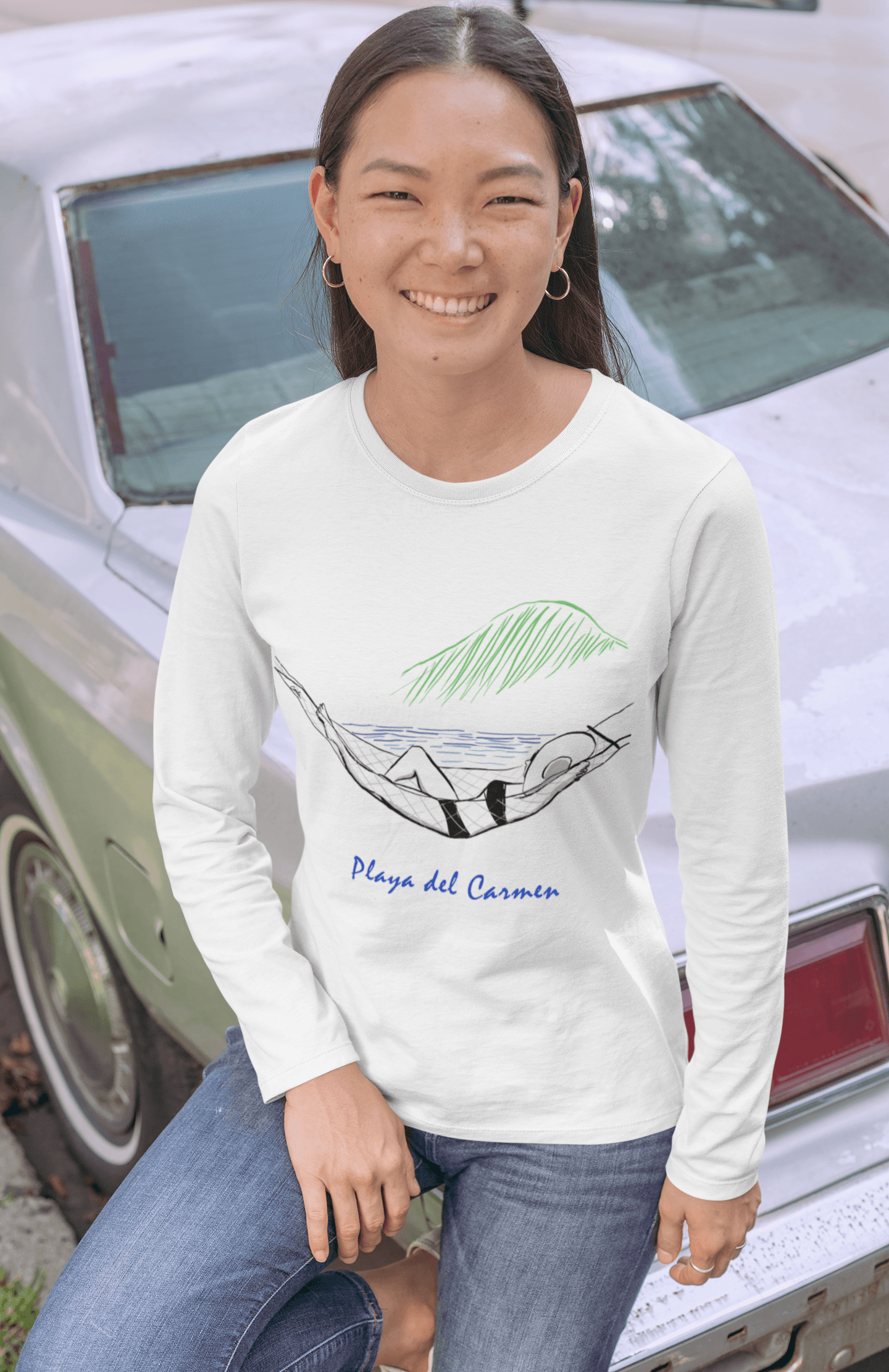 Beachside Hammock in Paradise Long Sleeve T-Shirt