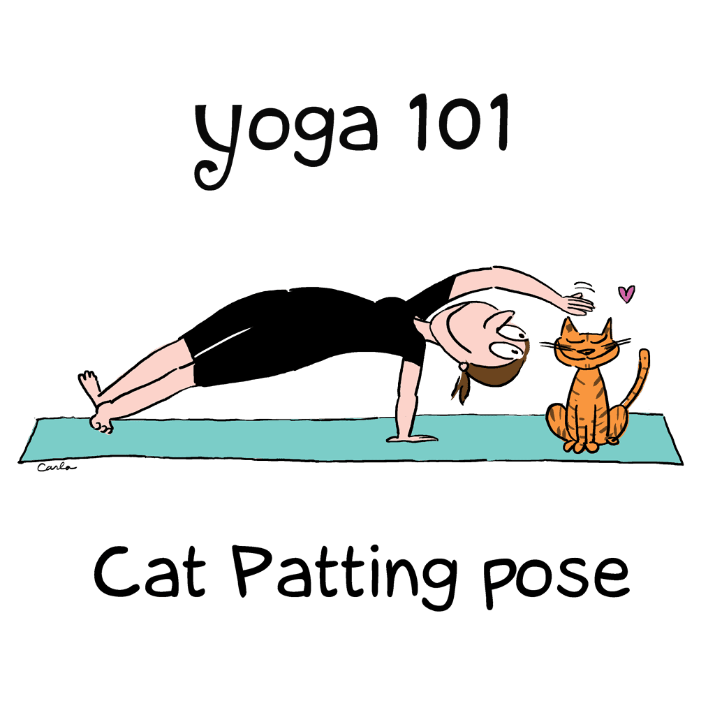 Yoga cat patting pose coffee mug gift Carla Ventresca Miller Art