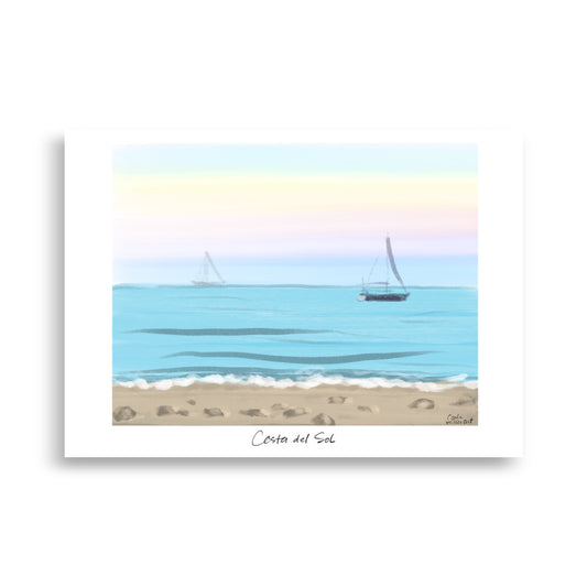 Costa del Sol Sailboat on the Mediterranean poster art