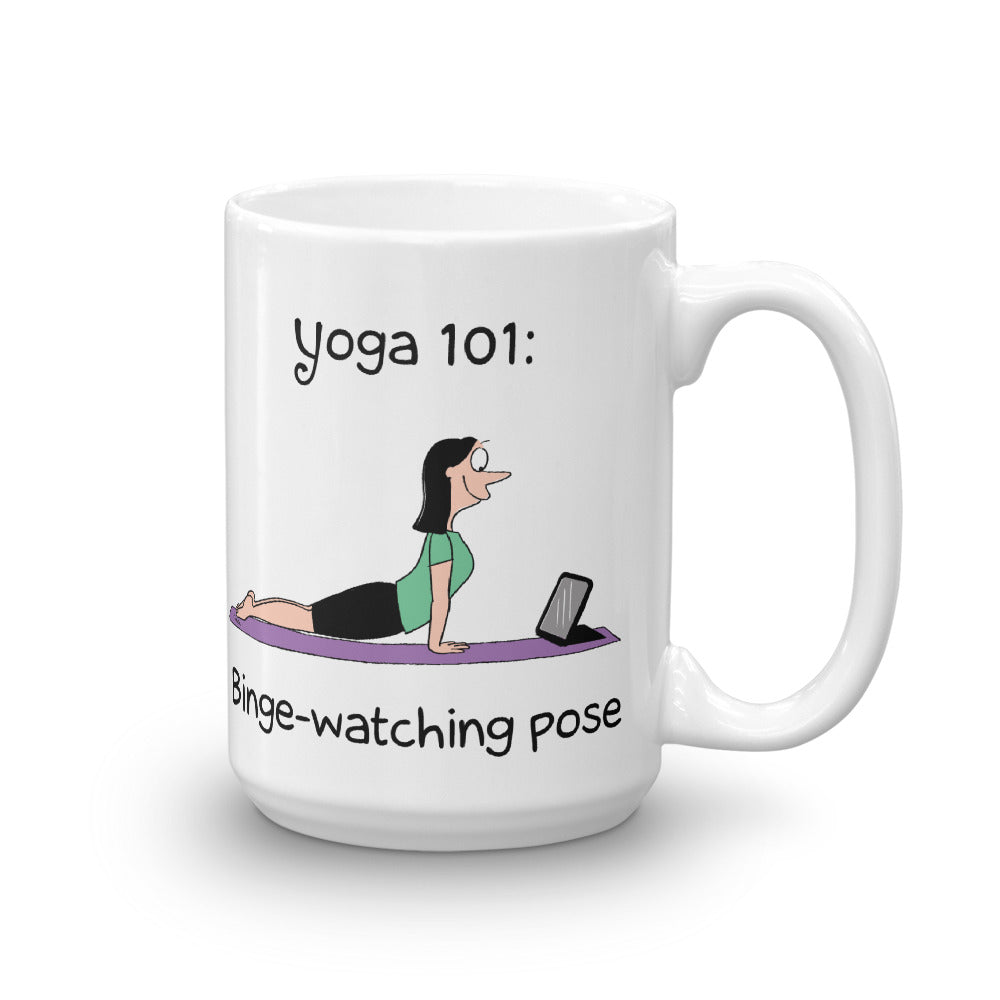 Funny yoga binge watching pose