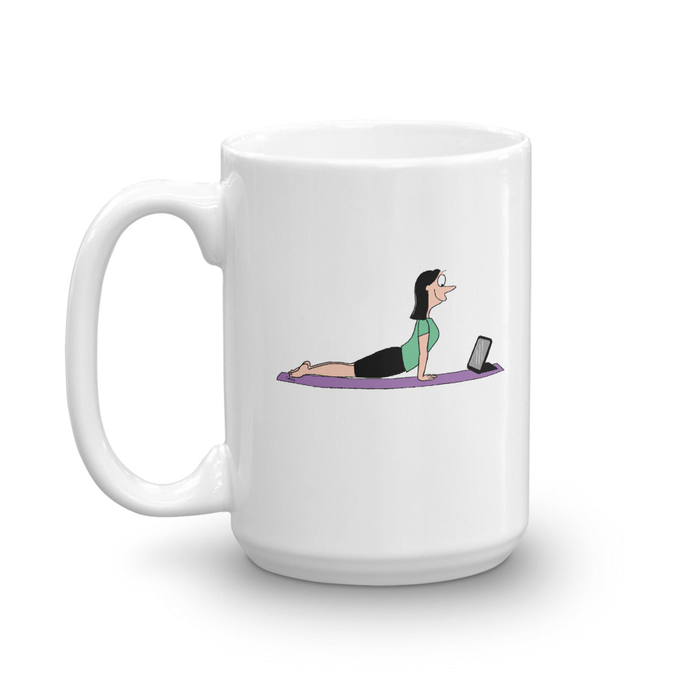 Yoga 101 Binge Watching Pose White Glossy Mug