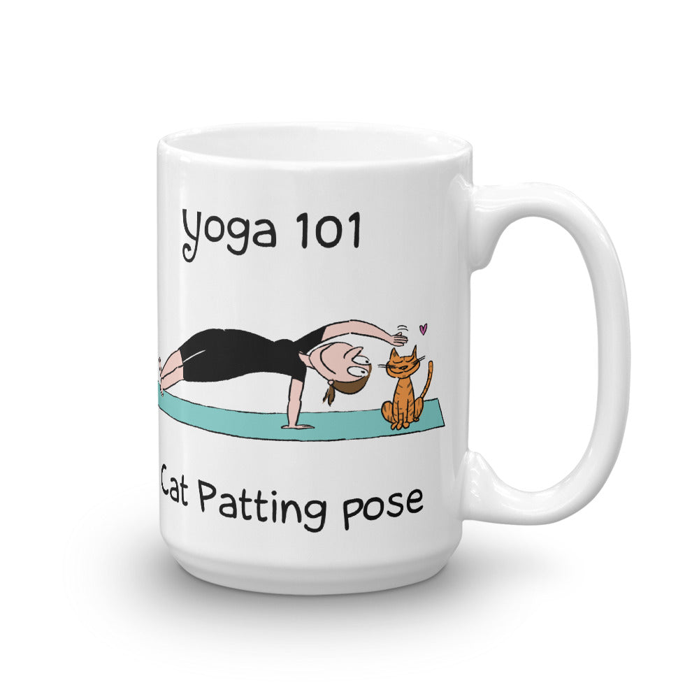 Yoga cat patting pose coffee mug gift Carla Ventresca Miller Art