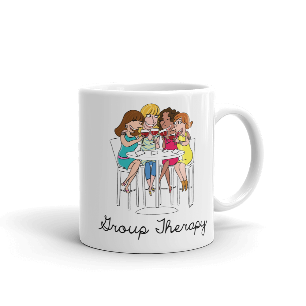 Group therapy girlfriends happy hour wine drinking 