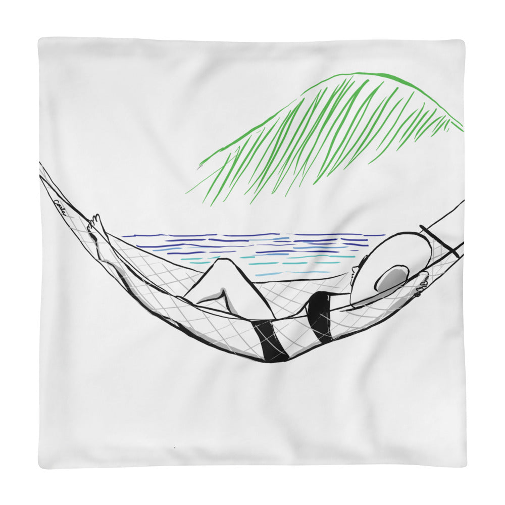 Beachside Hammock in Paradise Customizable Coastal Pillow Case