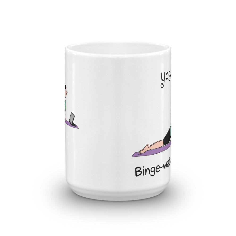 Yoga 101 Binge Watching Pose White Glossy Mug