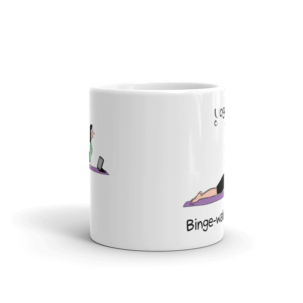 Yoga 101 Binge Watching Pose White Glossy Mug