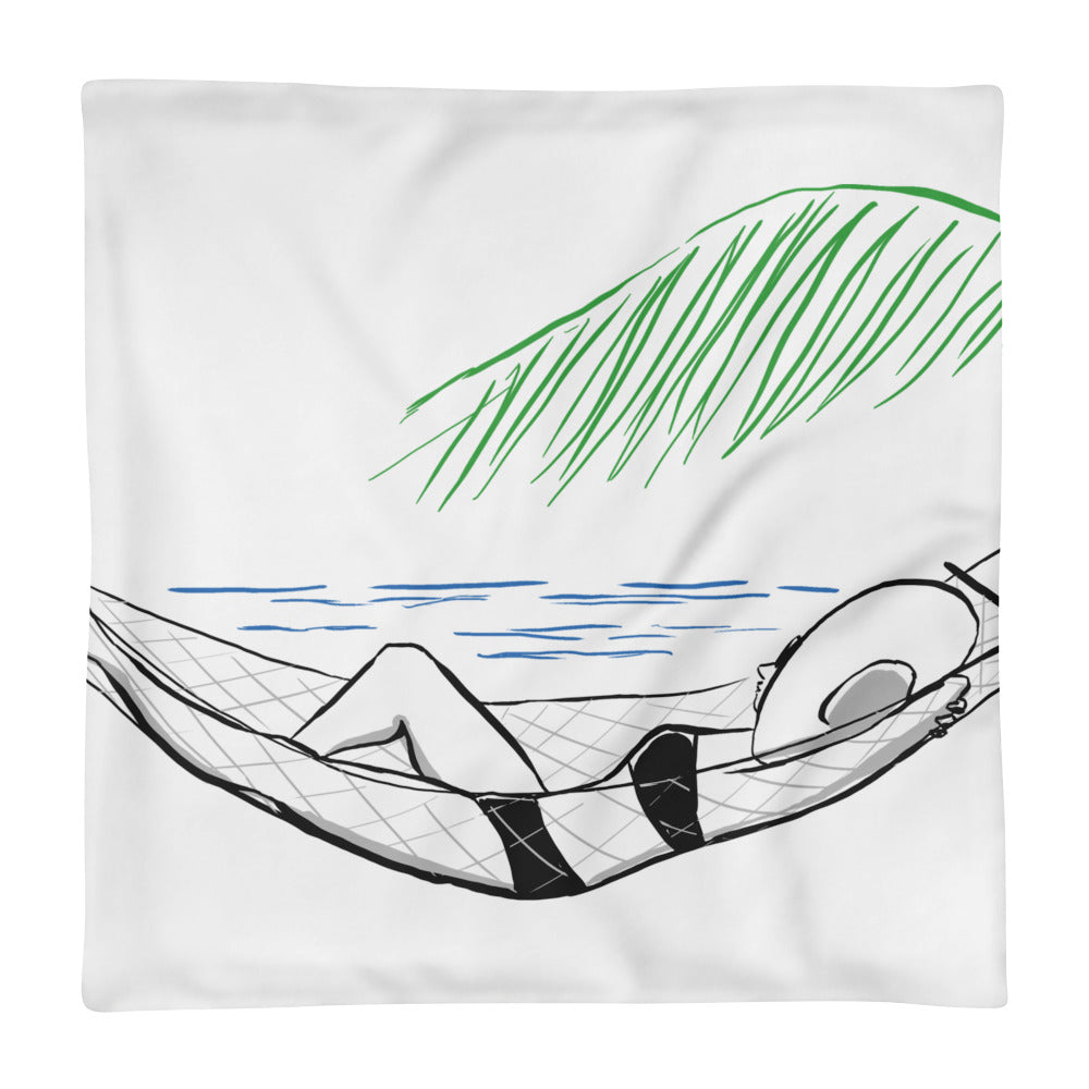 Beachside Hammock in Paradise Customizable Coastal Pillow Case