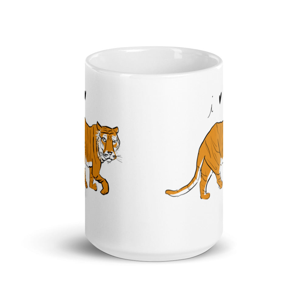 Tiger Lover Big Cats White glossy mug